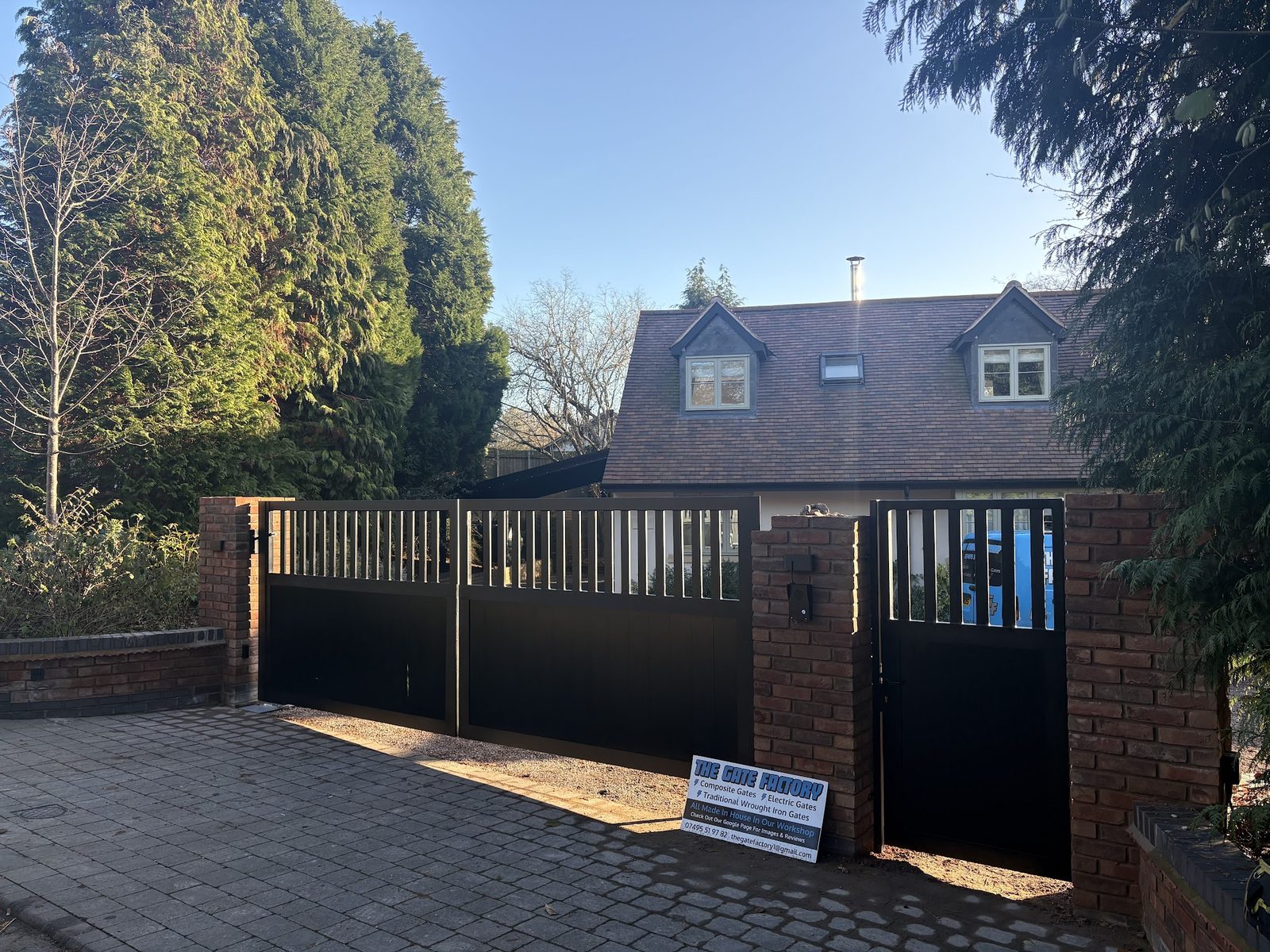 Bar gates and matching pedestrian gate